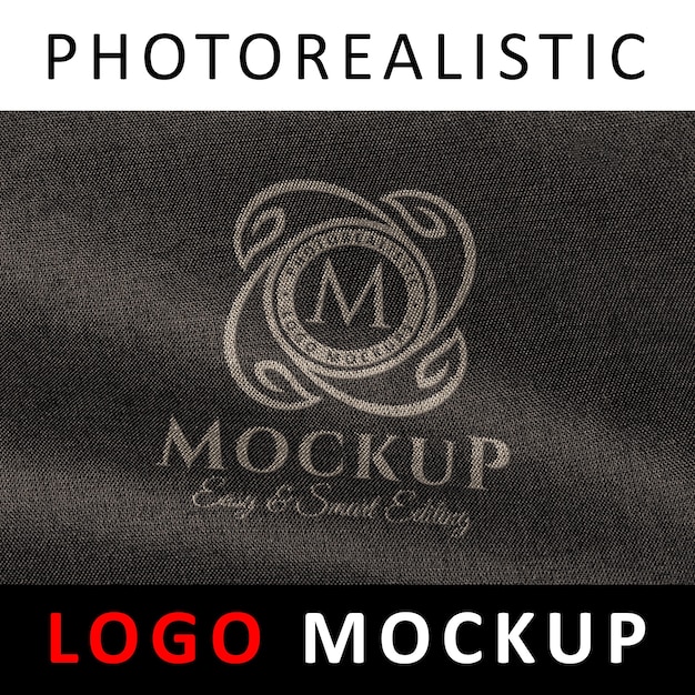 Logo mock up - logo printed on black fabric