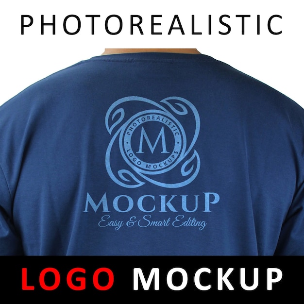 Logo mock up - logo stampato sulla maglietta posteriore blu