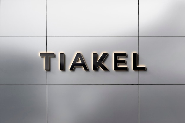 Logo Mockup 3D Front Frosted Metal Wall