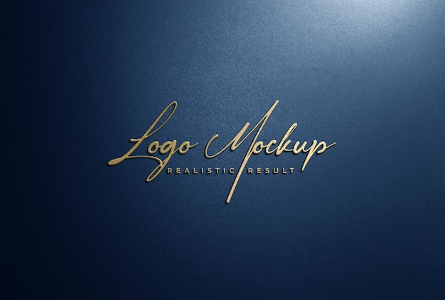 Логотип mockup 3d golden logo signage