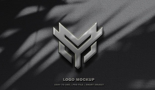 Logo mockup 3d realistisch op grijze muur