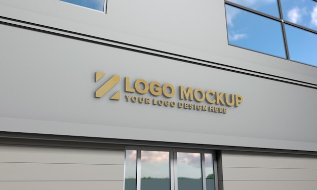 Logo Mockup 3D Sign  Building 3d Rendered