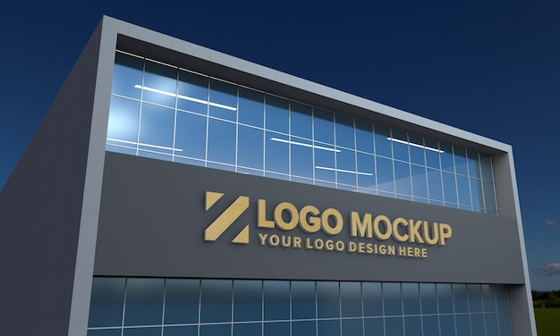 PSD logo mockup 3d sign  building 3d rendered