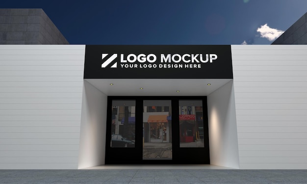 Logo mockup 3d-teken gebouw 3d-gerenderd