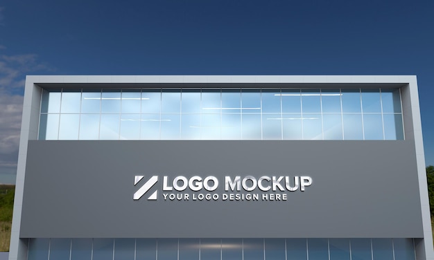 Logo mockup 3d-teken gebouw 3d-gerenderd