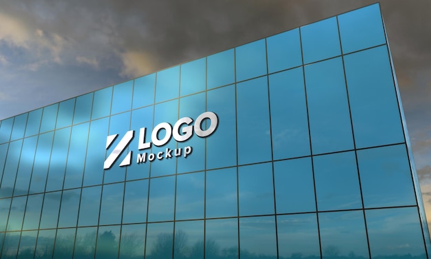 Logo mockup 3d-teken zwart gebouw 3d weergegeven