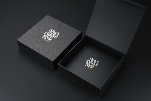 PSD mockup di logo sulla scatola nera