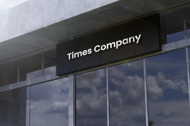 Logo mockup on black facade store office building sign