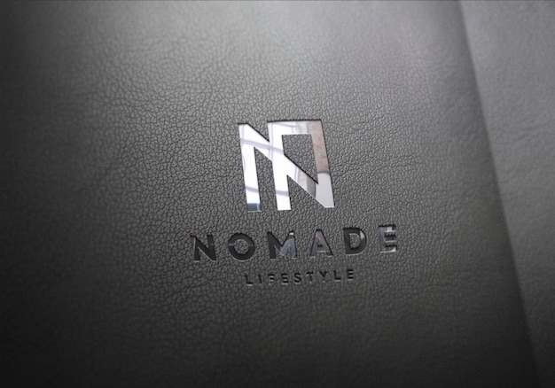 Logo mockup black leather