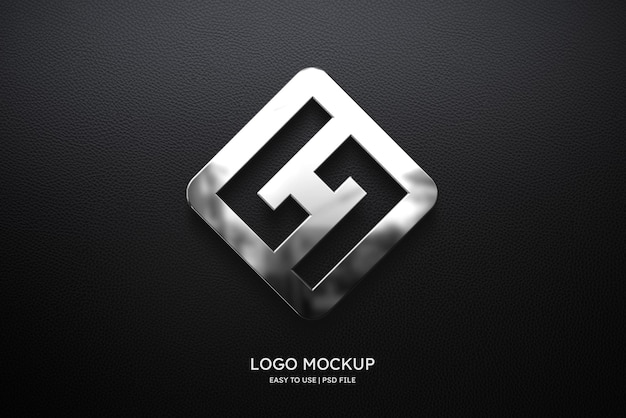 PSD logo mockup on black leather