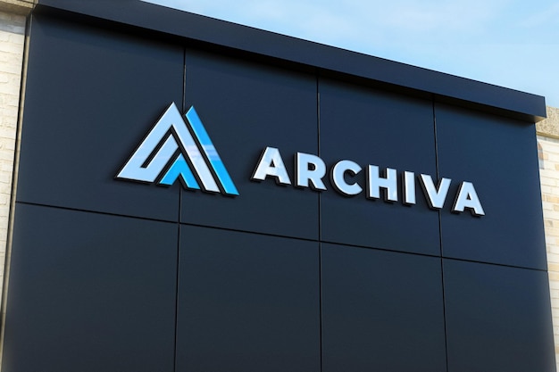 Logo Mockup Black Office Store Building Realistic 3D