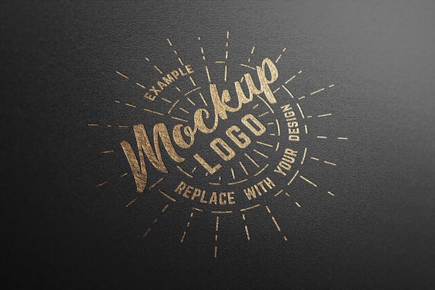 Mockup di logo su carta nera con effetto oro