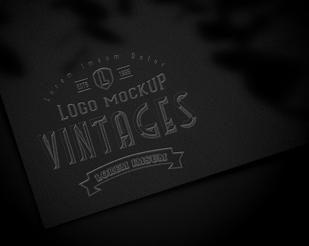 PSD logo mockup on black paper