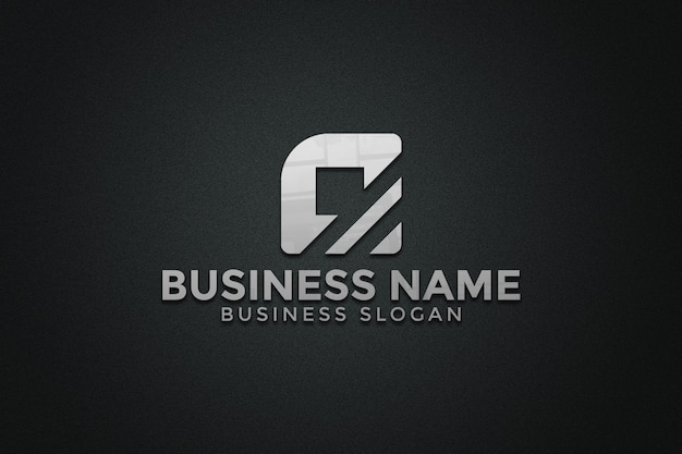 PSD logo mockup on black texture wall