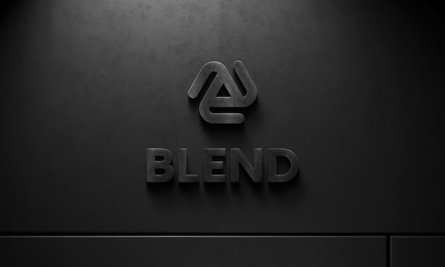 PSD logo mockup on black wall