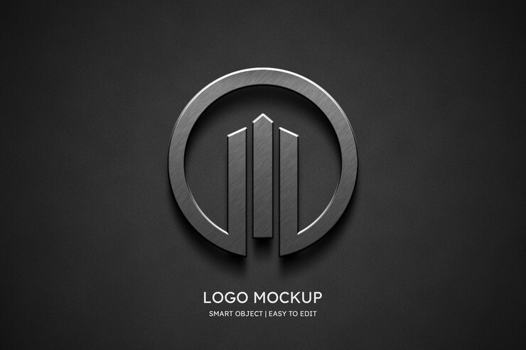 Logo mockup on black wall