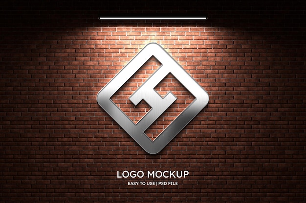 Mockup di logo sul muro di mattoni