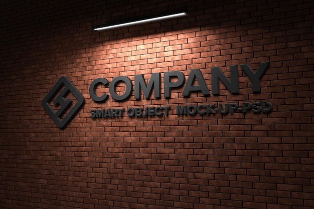 Mockup di logo sul muro di mattoni