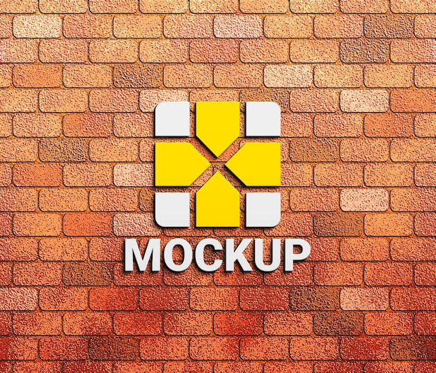 PSD logo mockup on brick wall