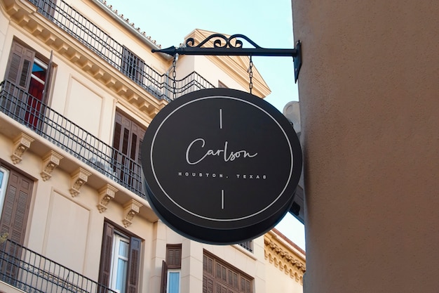 logo mockup circular hang sign