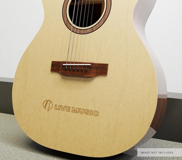 PSD logo mockup on classical guitar