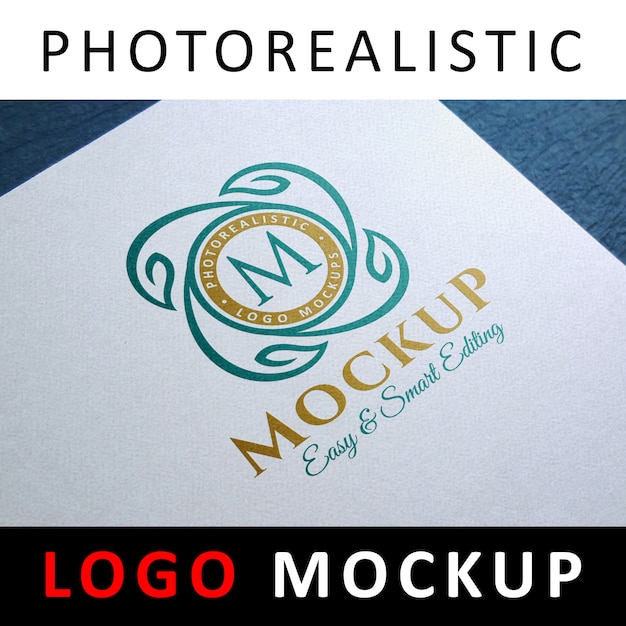 Logo mockup - logo colorato su carta ruvida bianca