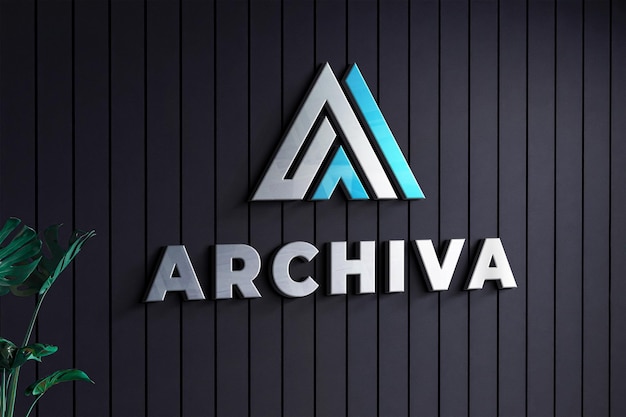 Logo Mockup On Company Black Wall Texture 3d Realistic