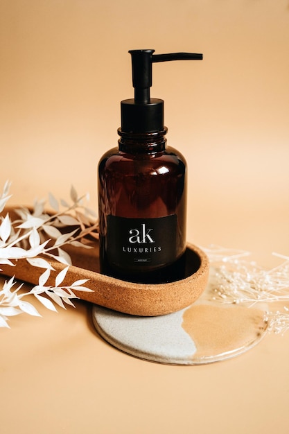 logo mockup on a cosmetic serum bottle