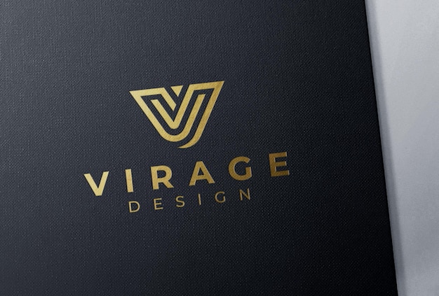 Logo mockup debossed foil stamping gold logo