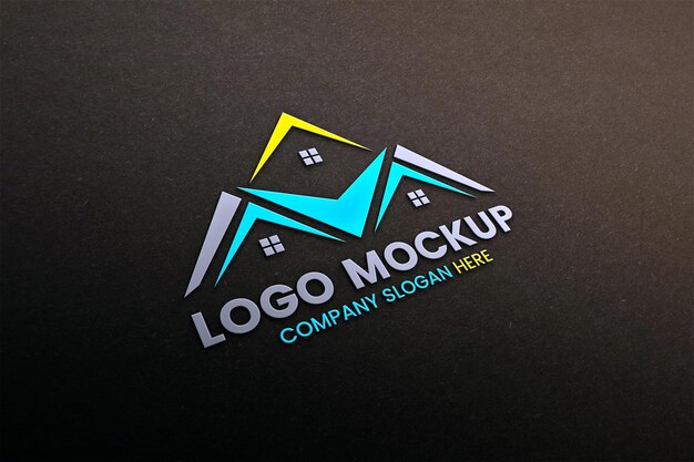 PSD logo mockup on decorative gray textured background