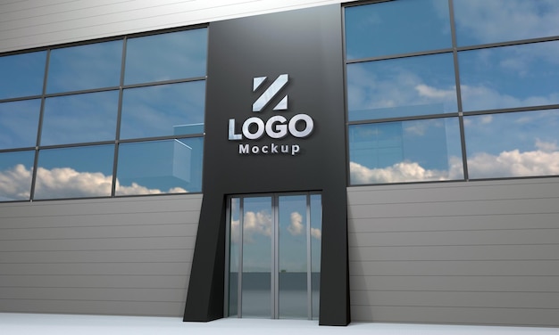 Logo Mockup Design Building side view 3d Rendered