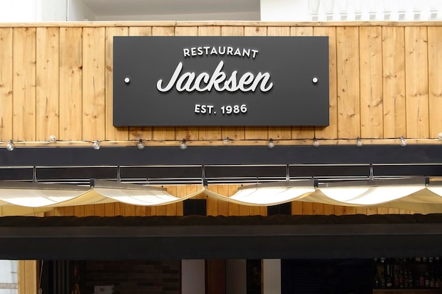 Logo Mockup drewniana fasada 3D Sign