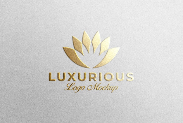 Logo mockup embossed gold foil