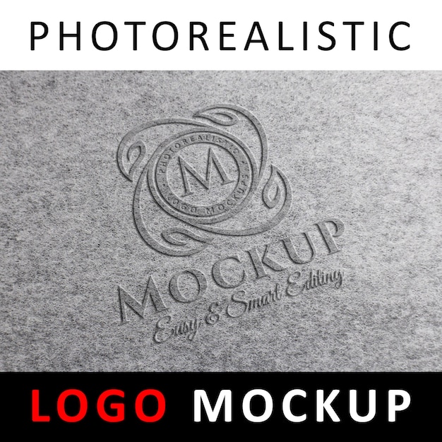 PSD logo mockup - logo impresso su superficie testurizzata grigia