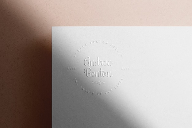 PSD logo mockup embossed shadow paper