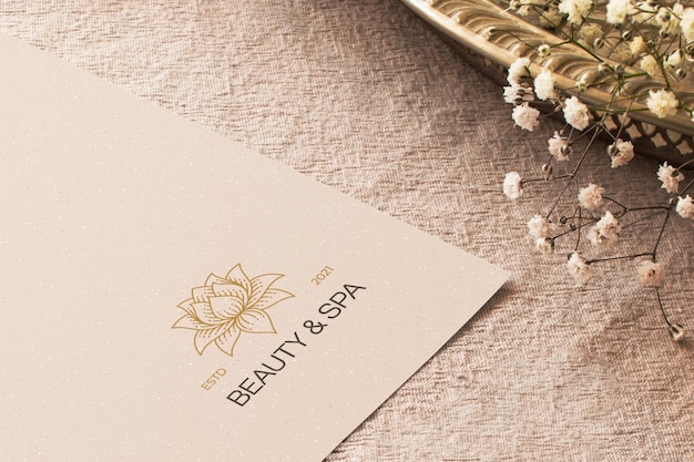 logo mockup on fabric background