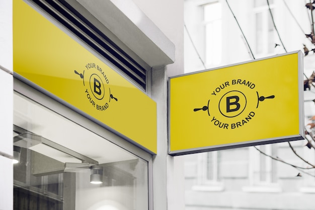 Logo mockup on facade or storefront