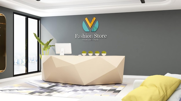 PSD mockup del logo nel negozio di moda