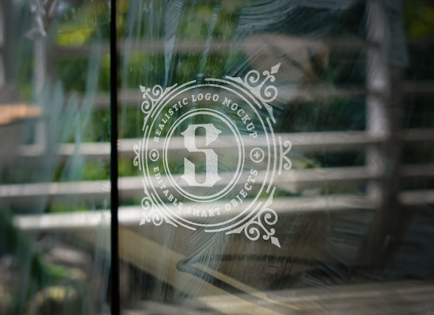 Logo mockup on glass