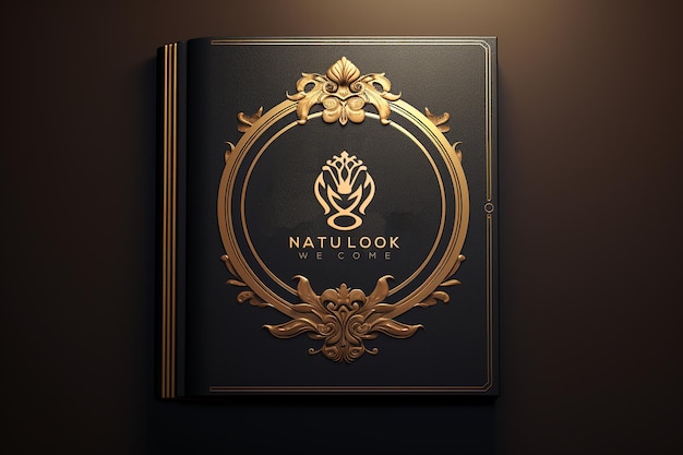 Logo mockup on gold circle_circle frame mockup_sign frame mockup_luxury frame mockup_luxury frame