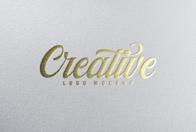 PSD logo mockup gold foil effect