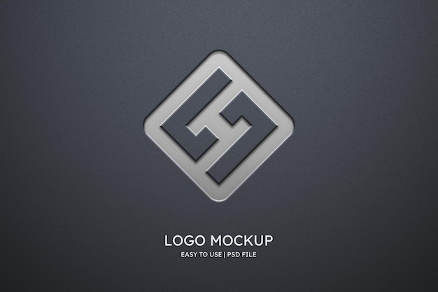 PSD logo mockup on grey wall