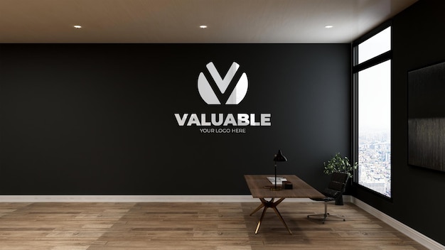 Logo mockup in kantoor werkruimte business room