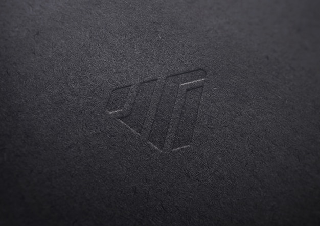 PSD logo mockup in zwart papier