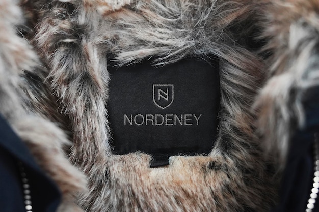 PSD logo mockup label winter coat