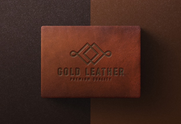 PSD logo mockup on leather box