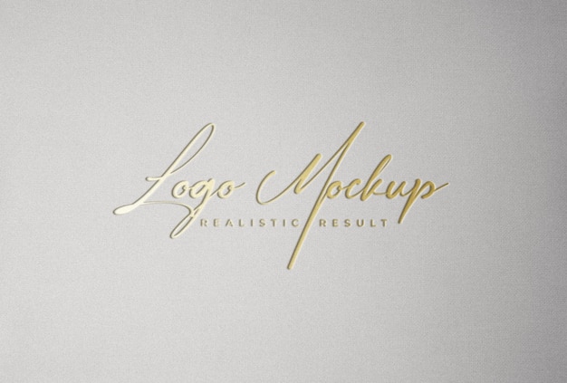 Logo mockup letterpress foil stamping golden logo