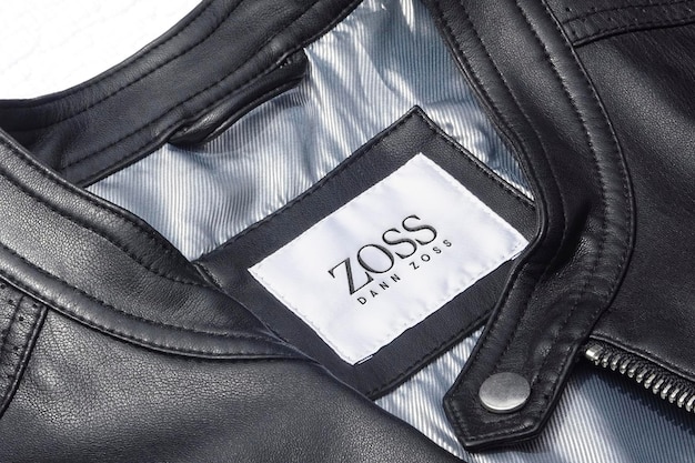 Logo mockup luxury black leather jacket label