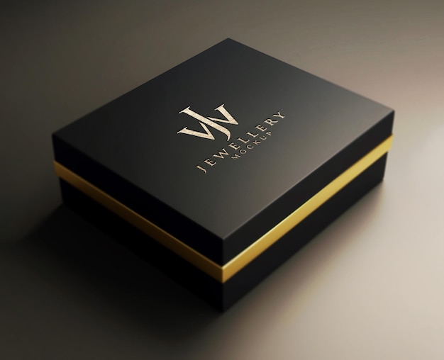 PSD logo mockup luxury jewelry black box