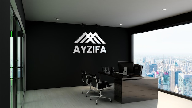 Logo mockup in management office